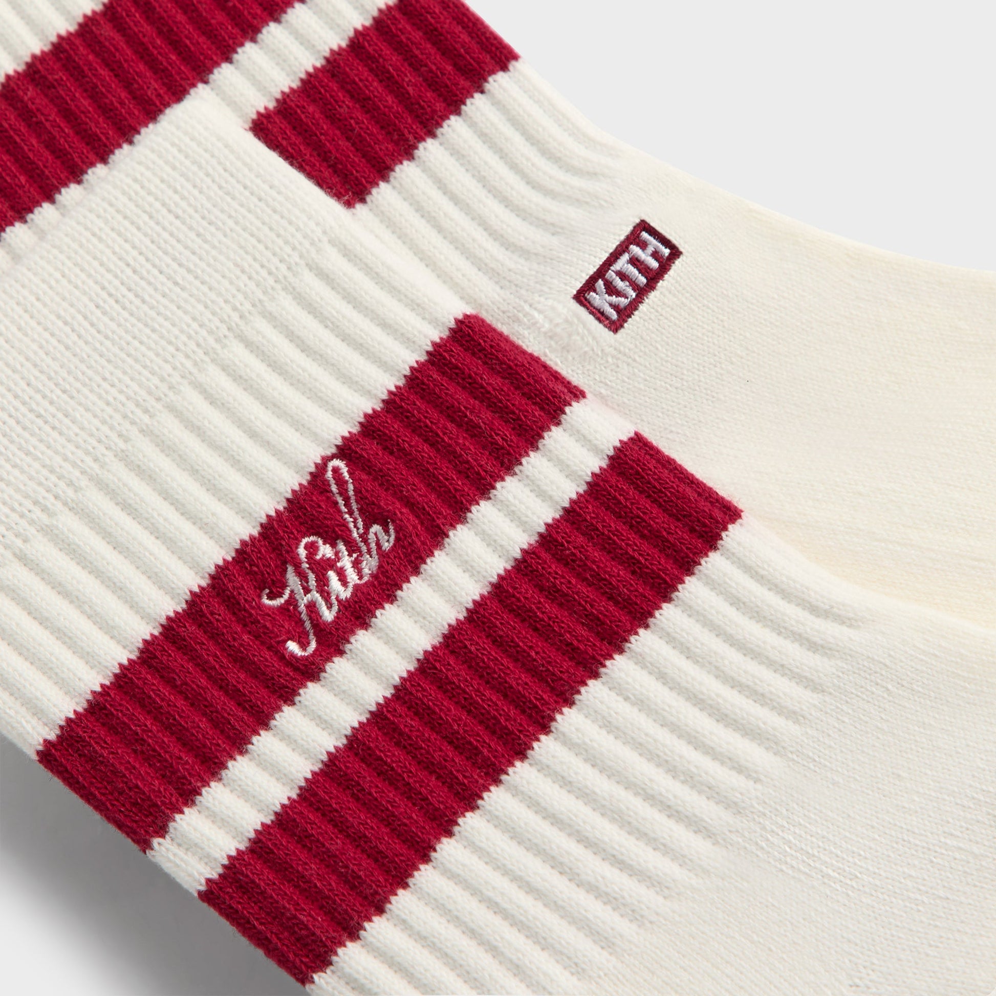 Men Kith Kith 3-Pack Striped Mid Crew Socks - White