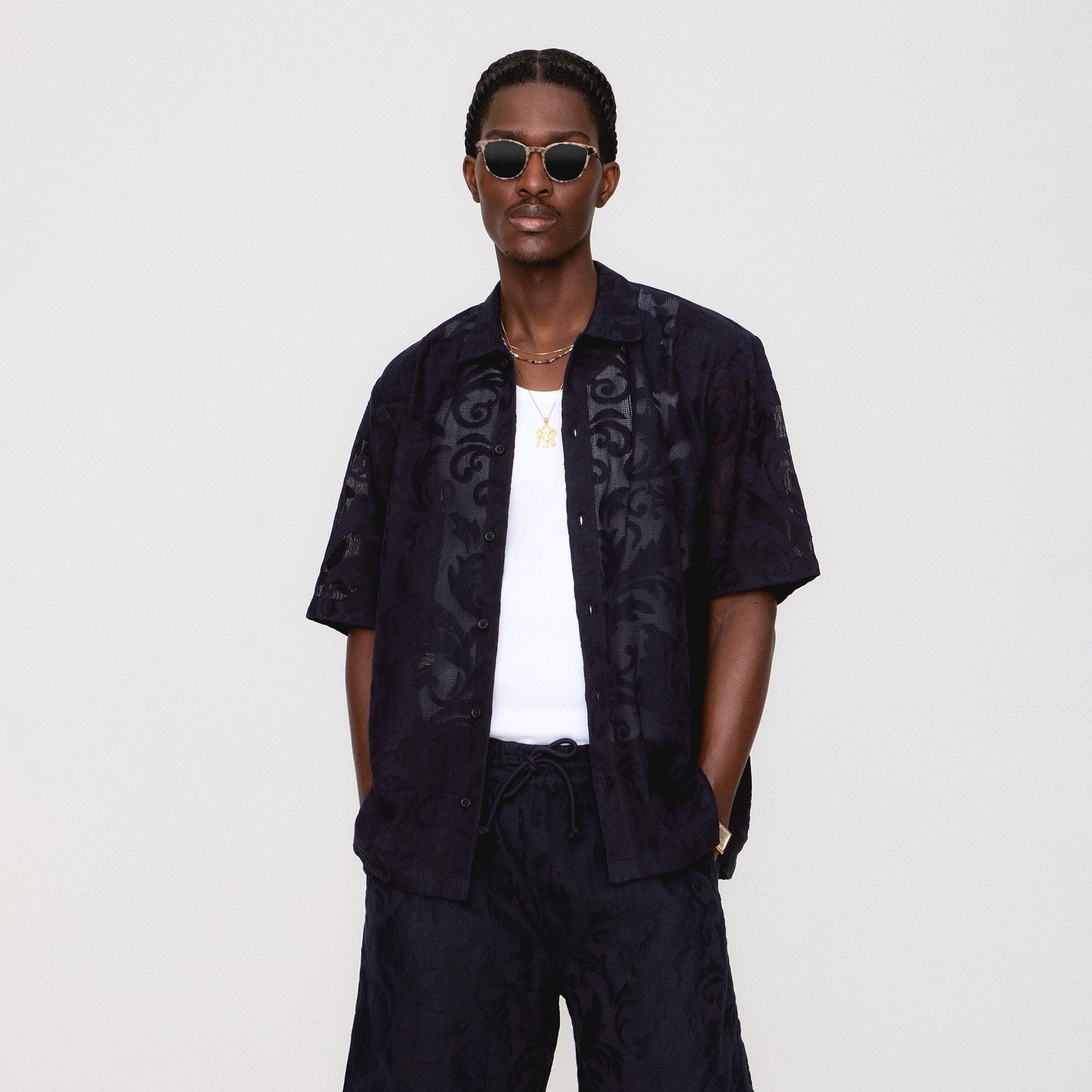Men Kith Kith Lace Reade Shirt - Ink