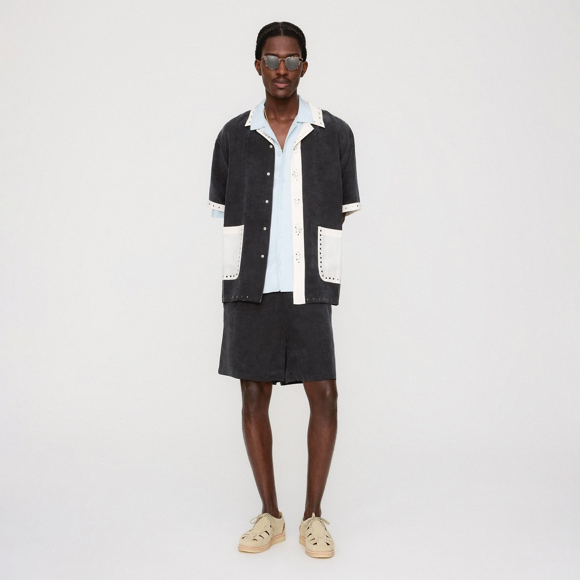 Men Kith &Kin Sawyer Short Sleeve Camp Collar Shirt - Black