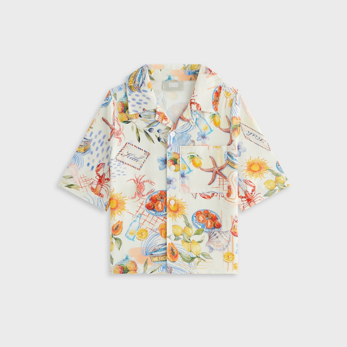 Kids Kith Kith Kids Summer Picnic Thompson Camp Shirt - Sandrift