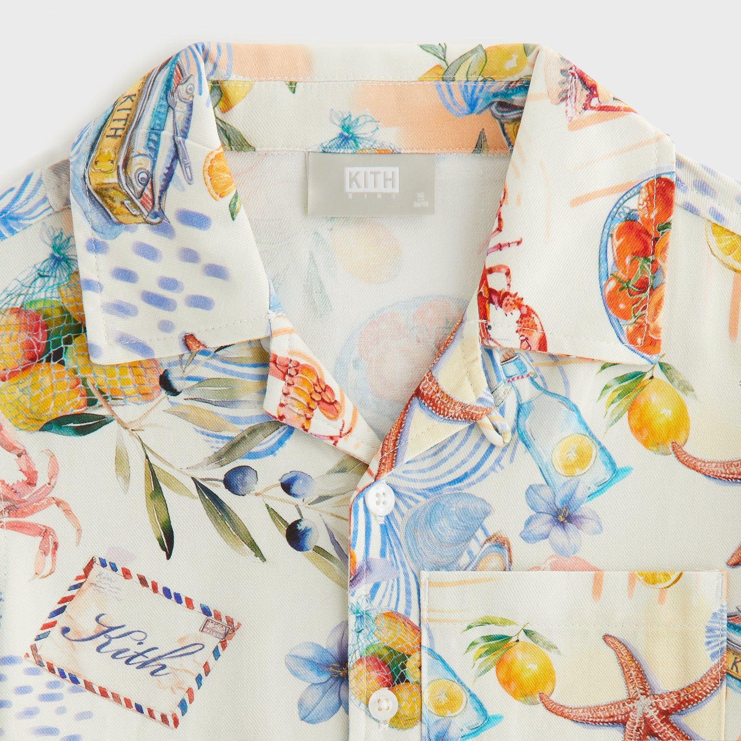 Kids Kith Kith Kids Summer Picnic Thompson Camp Shirt - Sandrift
