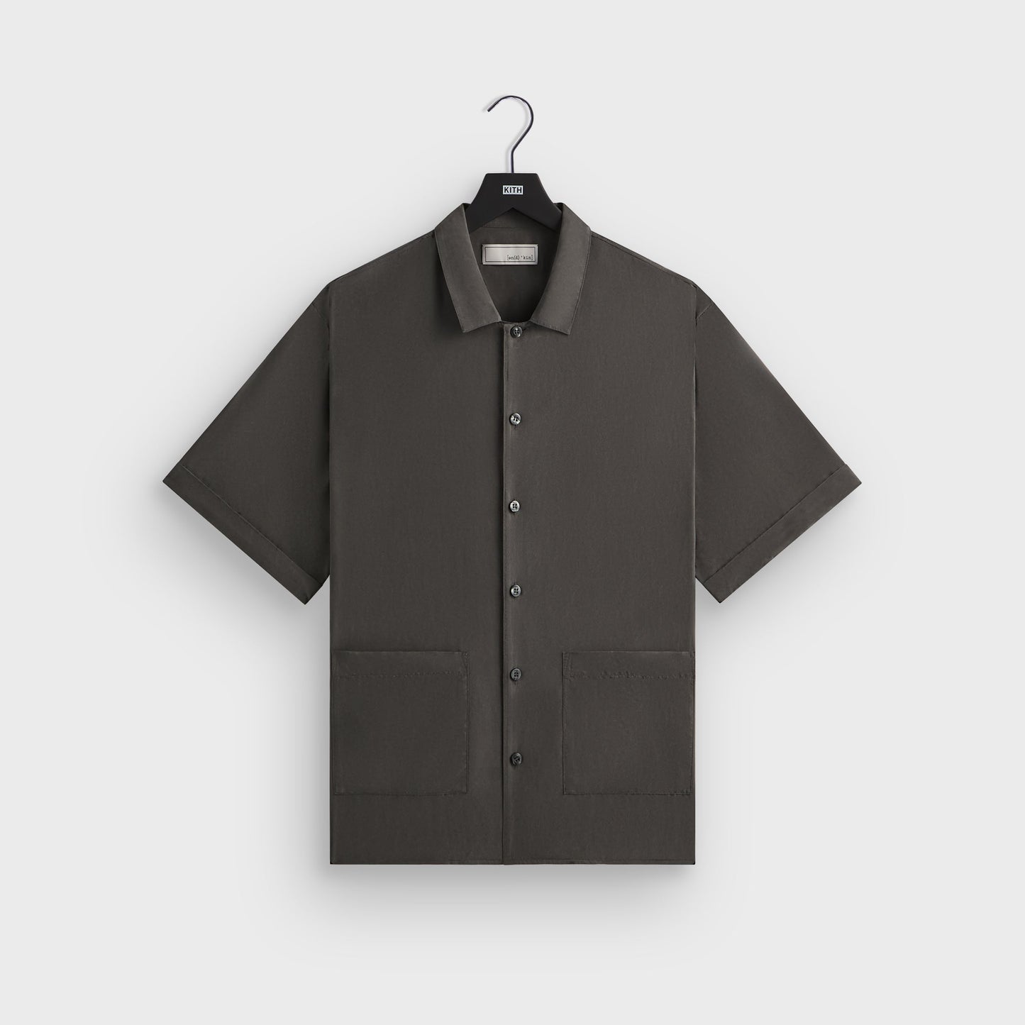 Men Kith &Kin Silk Habotai Short Sleeve Reade Shirt - Somber