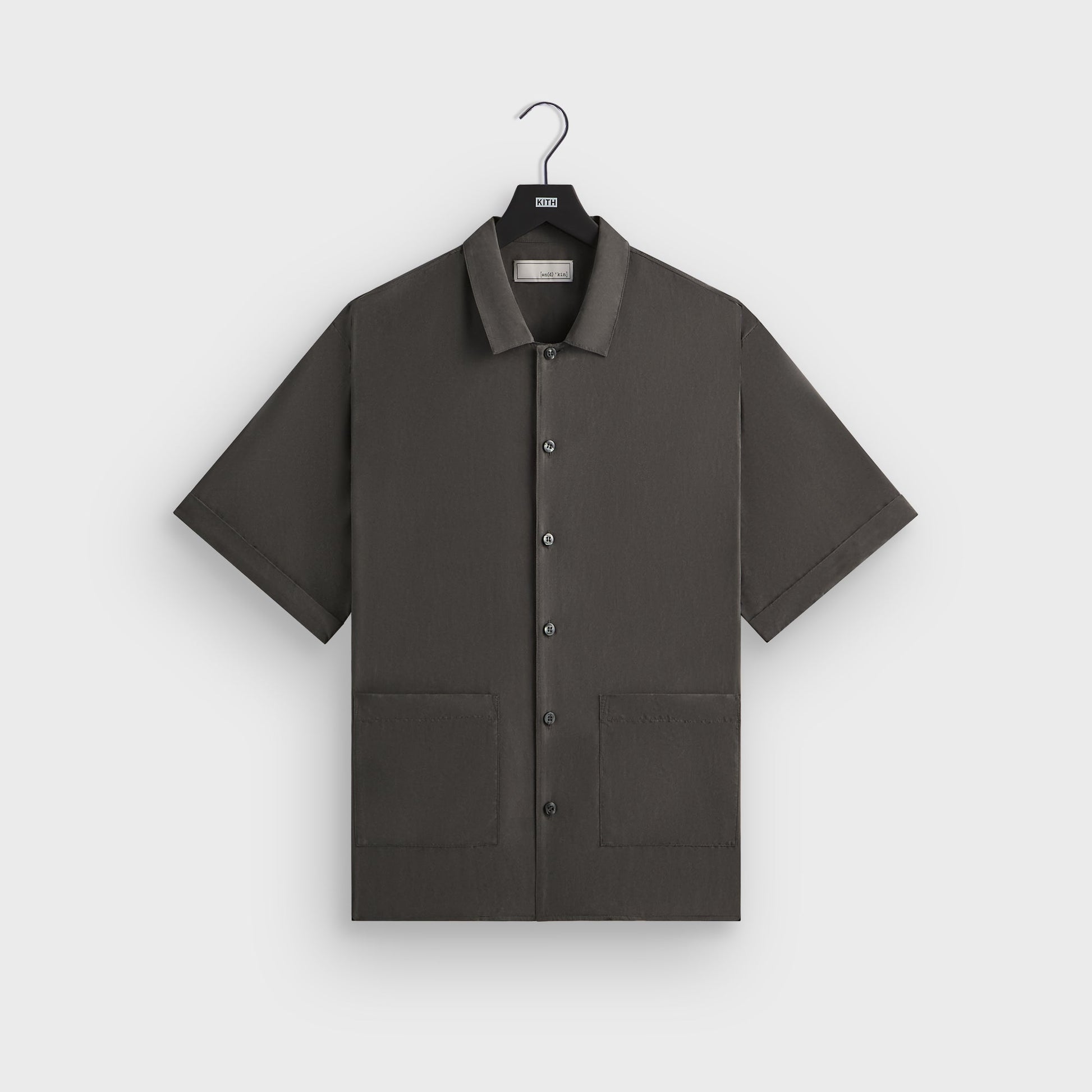 Men Kith &Kin Silk Habotai Short Sleeve Reade Shirt - Somber