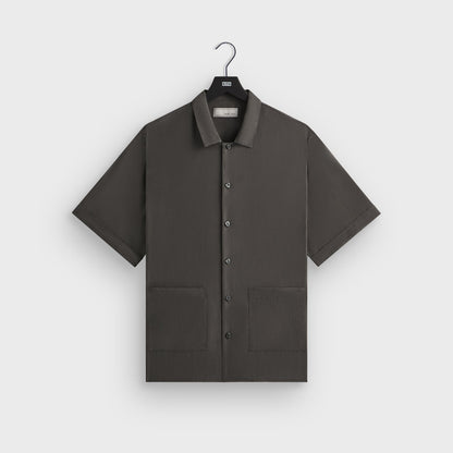 Men Kith &Kin Silk Habotai Short Sleeve Reade Shirt - Somber