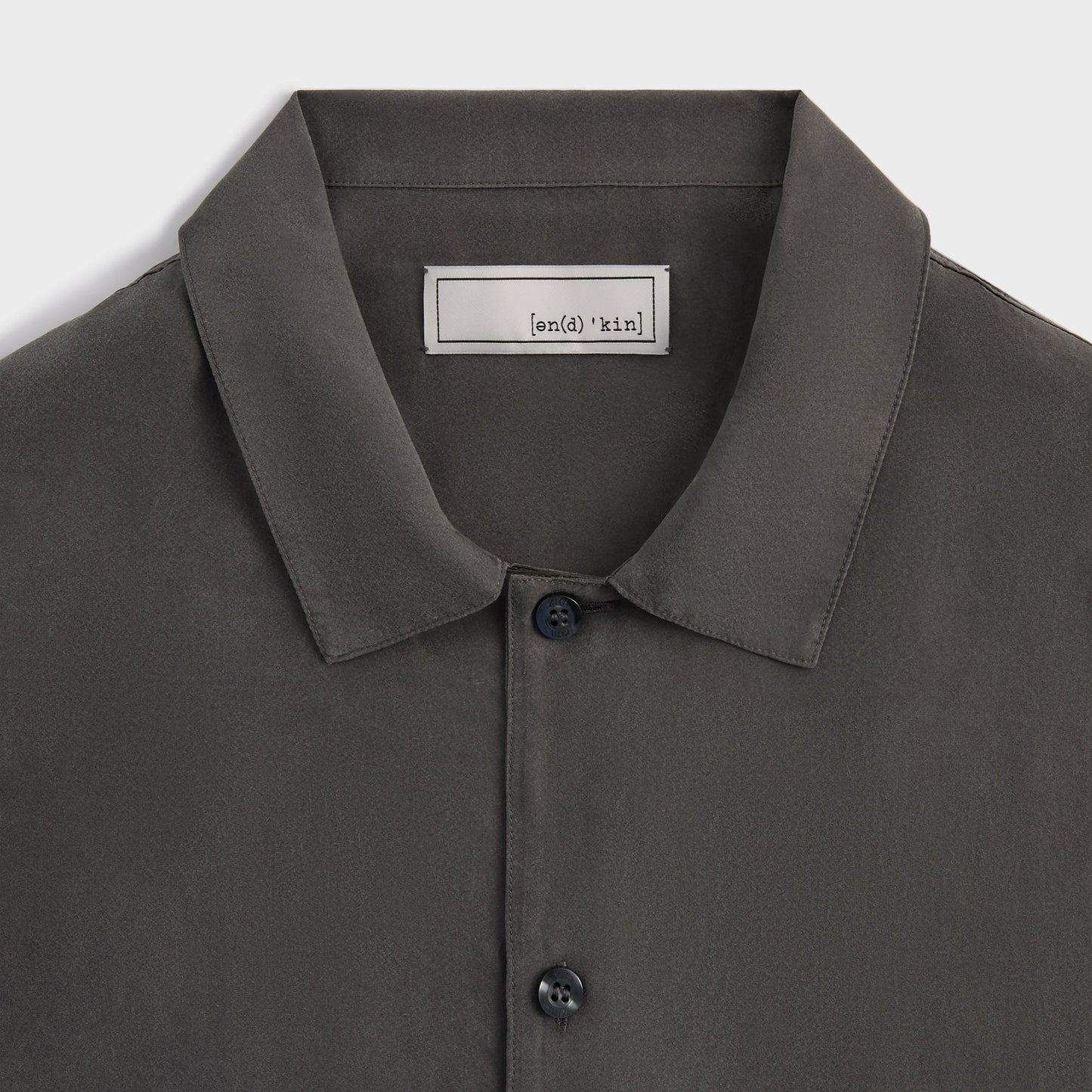 Men Kith &Kin Silk Habotai Short Sleeve Reade Shirt - Somber