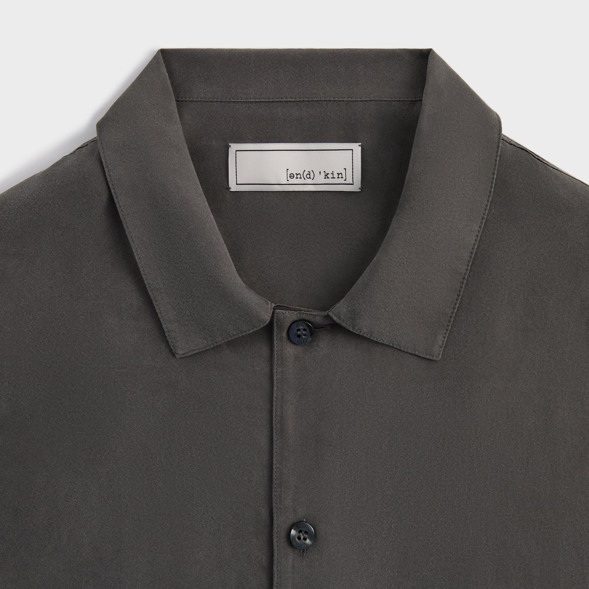 Men Kith &Kin Silk Habotai Short Sleeve Reade Shirt - Somber
