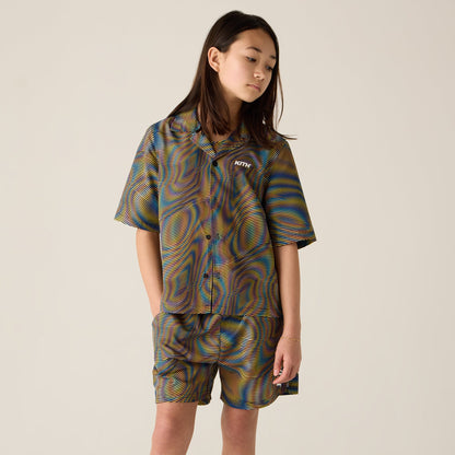Kids Kith Kith Kids Moire Camp Shirt - Black