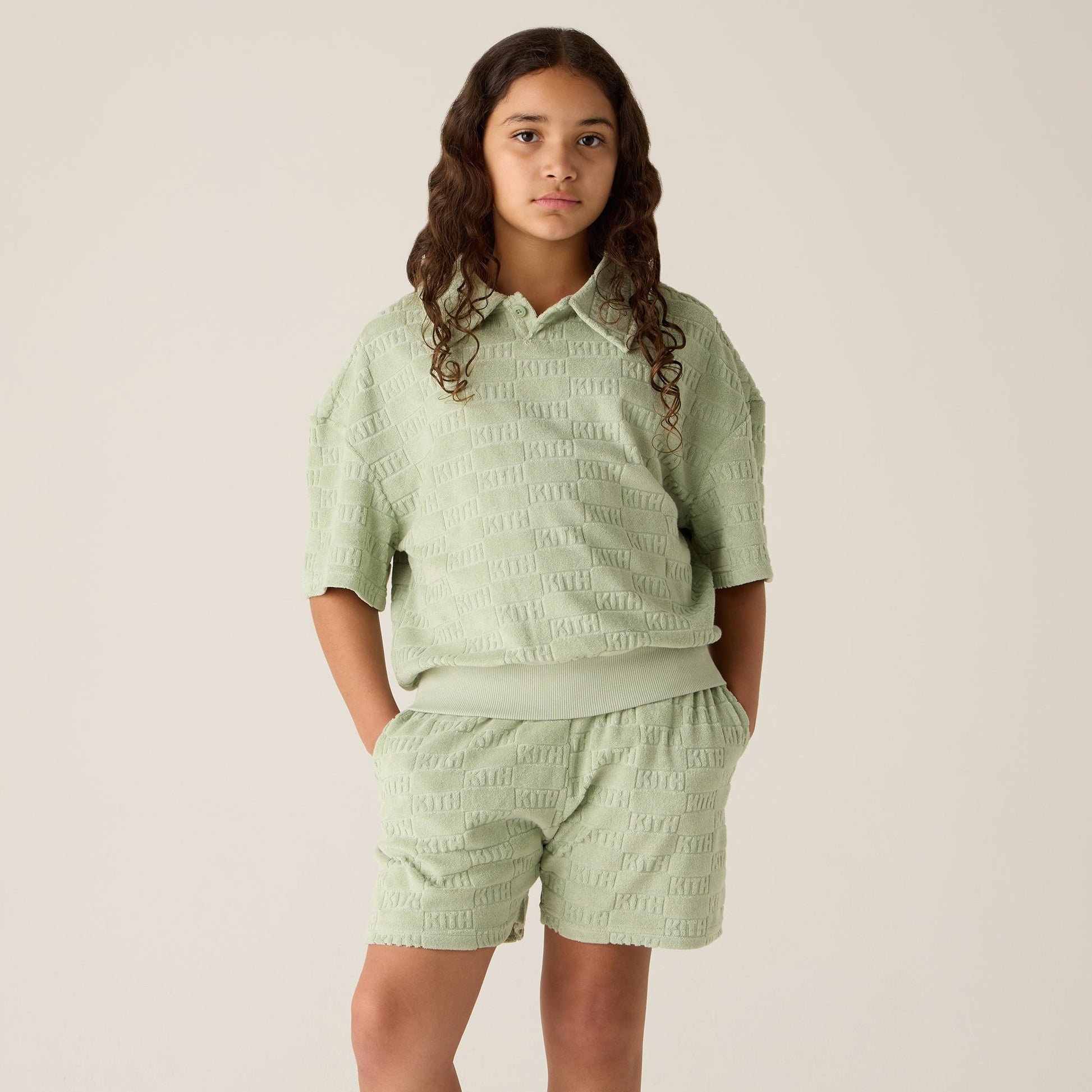 Kids Kith Kith Kids Monogram Terry Liam Short - Tranquility