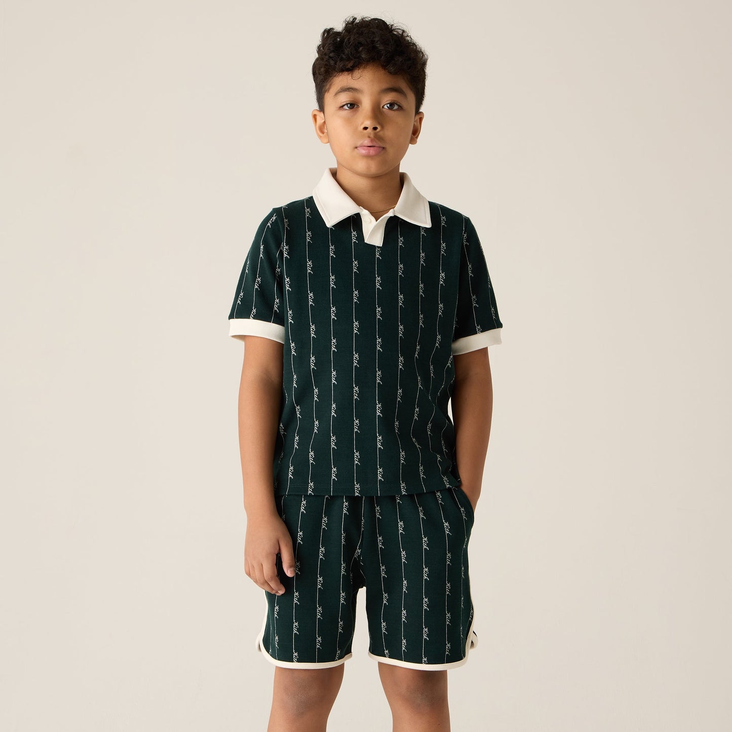 Kids Kith Kith Kids Script Knit Tilden Polo - Stadium