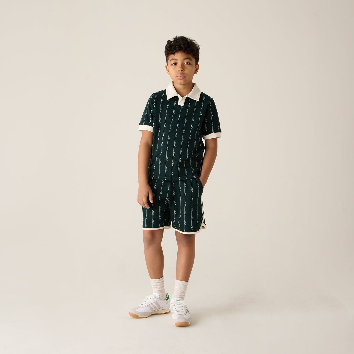Kids Kith Kith Kids Script Knit Tilden Polo - Stadium