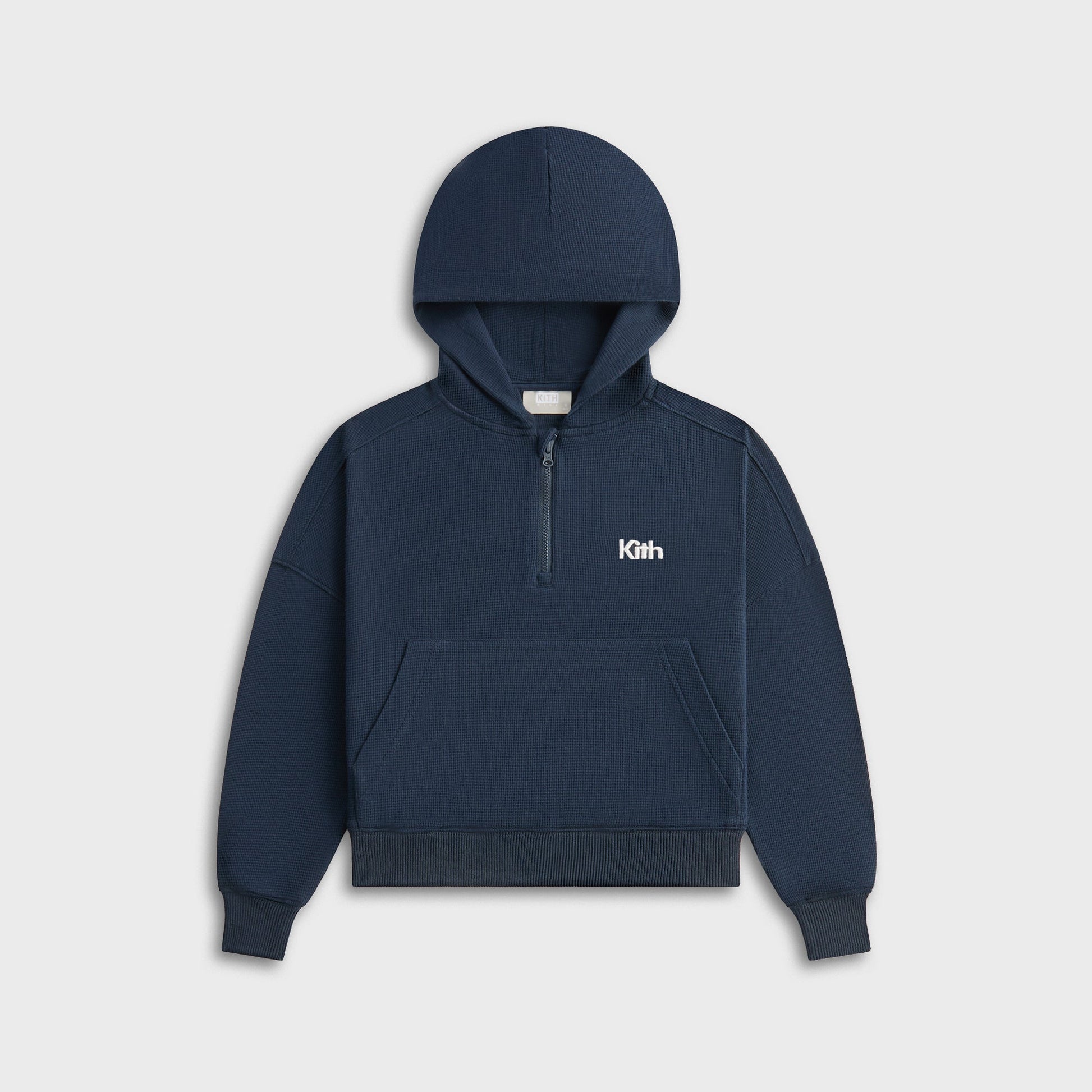 Kids Kith Kith Kids Waffle Nelson Quarter Zip Hoodie - Nocturnal