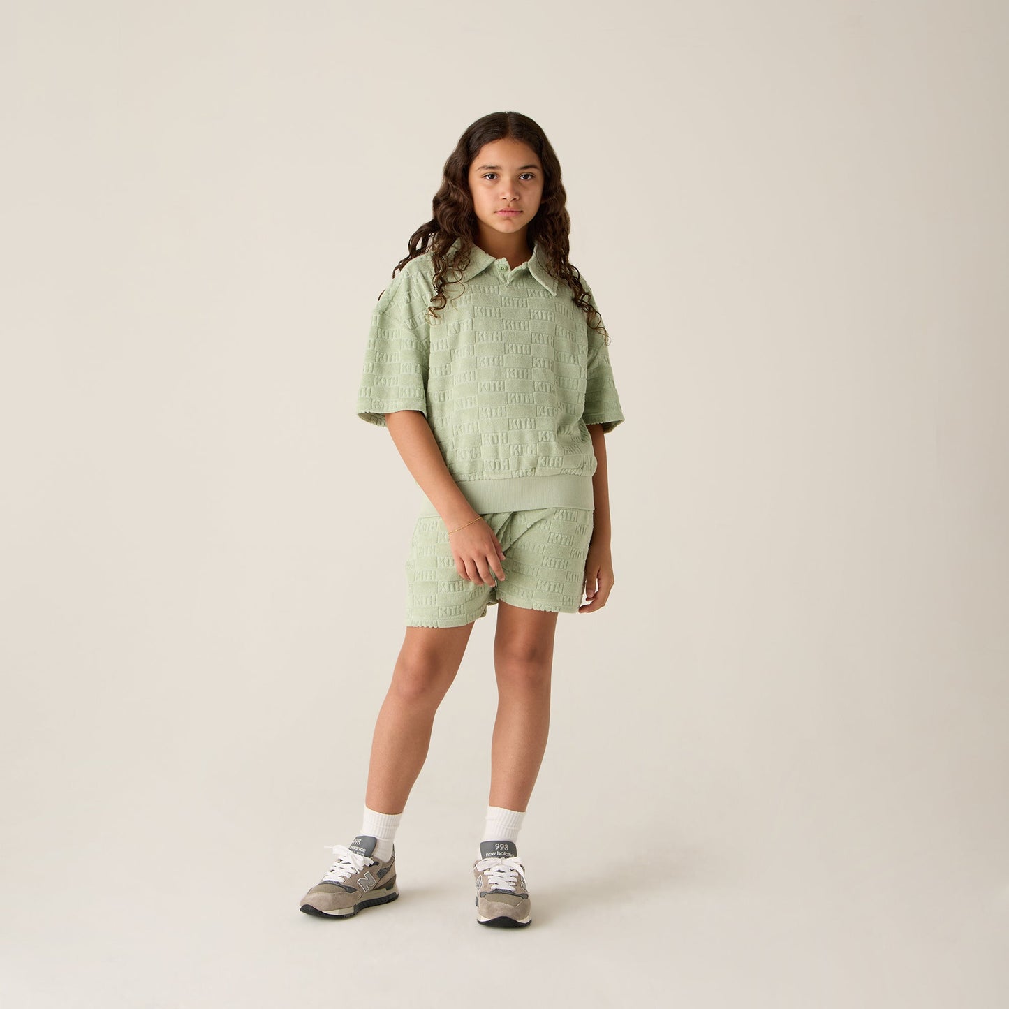Kids Kith Kith Kids Monogram Pullover Terry Polo - Tranquility