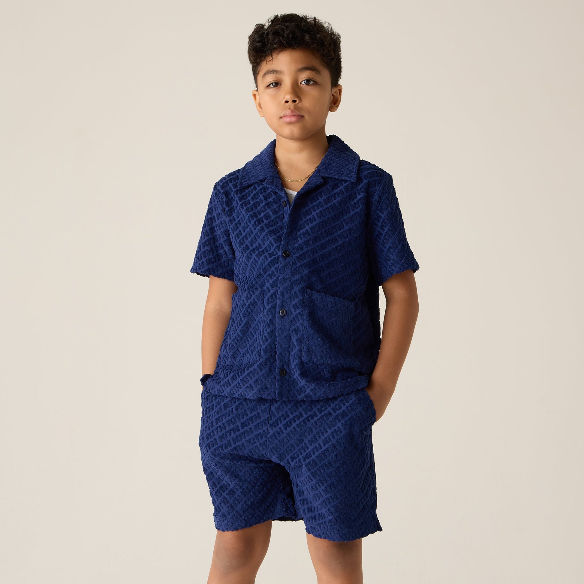 Kids Kith Kith Kids Monogram Terry Camp Shirt - Screen