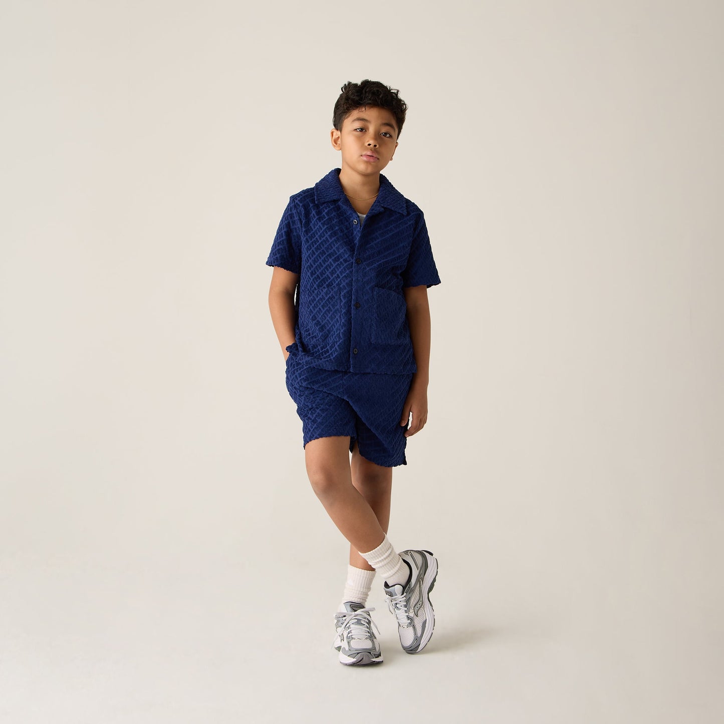 Kids Kith Kith Kids Monogram Terry Camp Shirt - Screen
