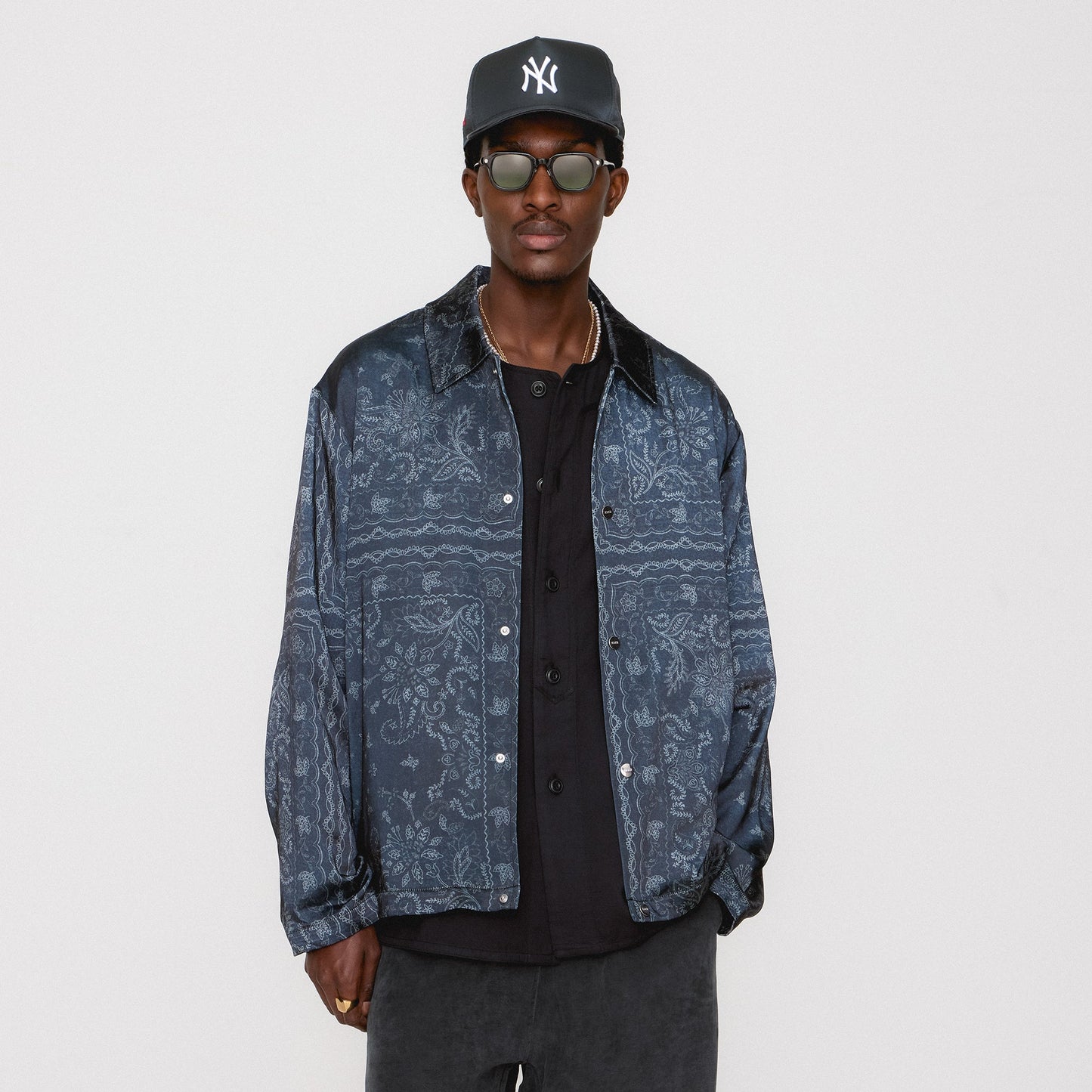 Men Kith Kith Panelled Bandana Long Sleeve Coaches Jacket - Black