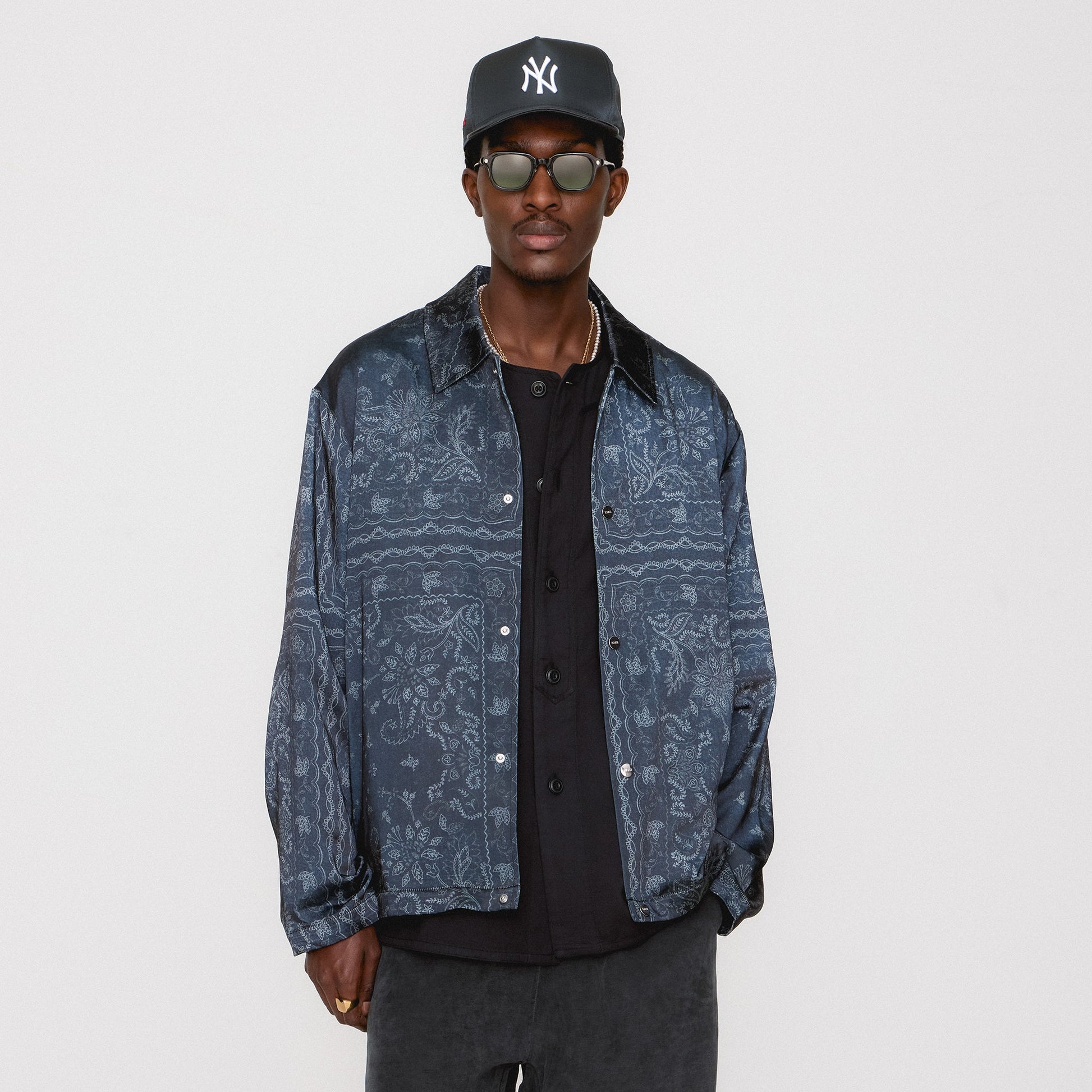 Men Kith Kith Panelled Bandana Long Sleeve Coaches Jacket - Black