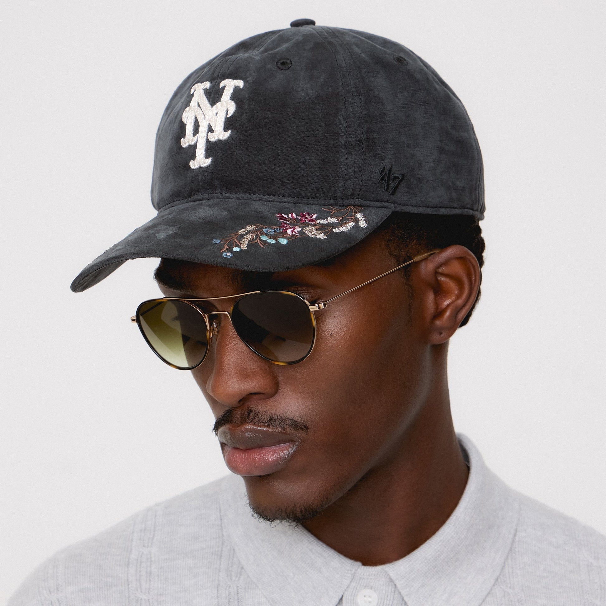 Men Kith Kith & '47 for the New York Mets Cupro Linen Franchise LS Cap - Black