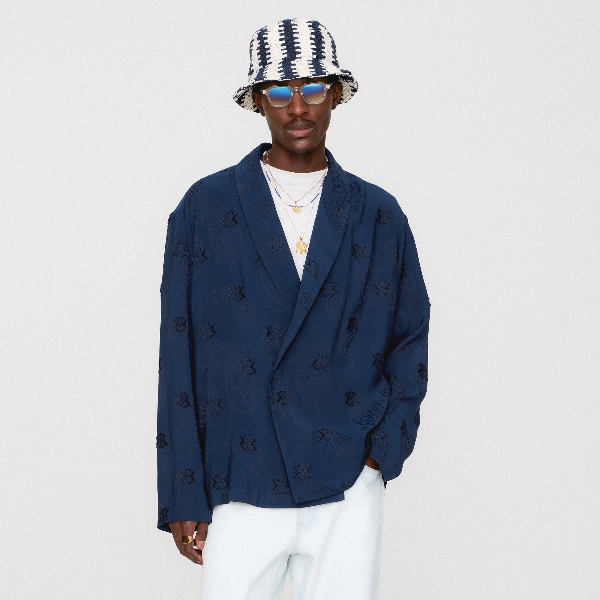 Men Kith Kith Long Sleeve Thompson Crossover Shirt - Nocturnal