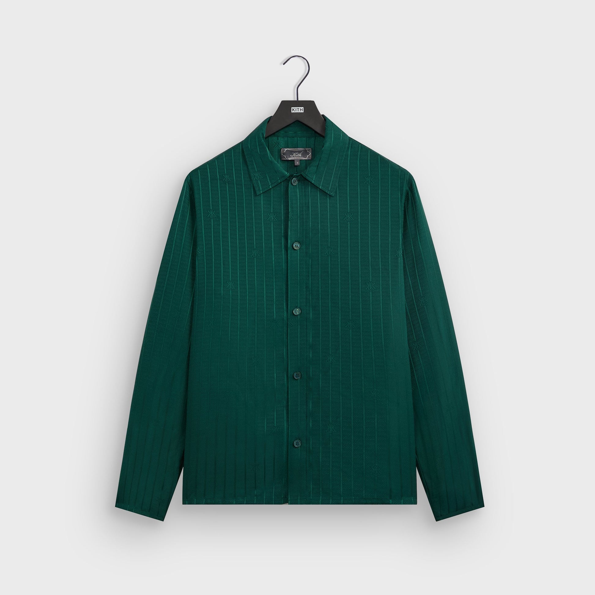 Men Kith Kith Crest Logo Boxy Collared Overshirt - Fairway