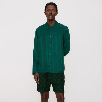 Men Kith Kith Crest Logo Boxy Collared Overshirt - Fairway