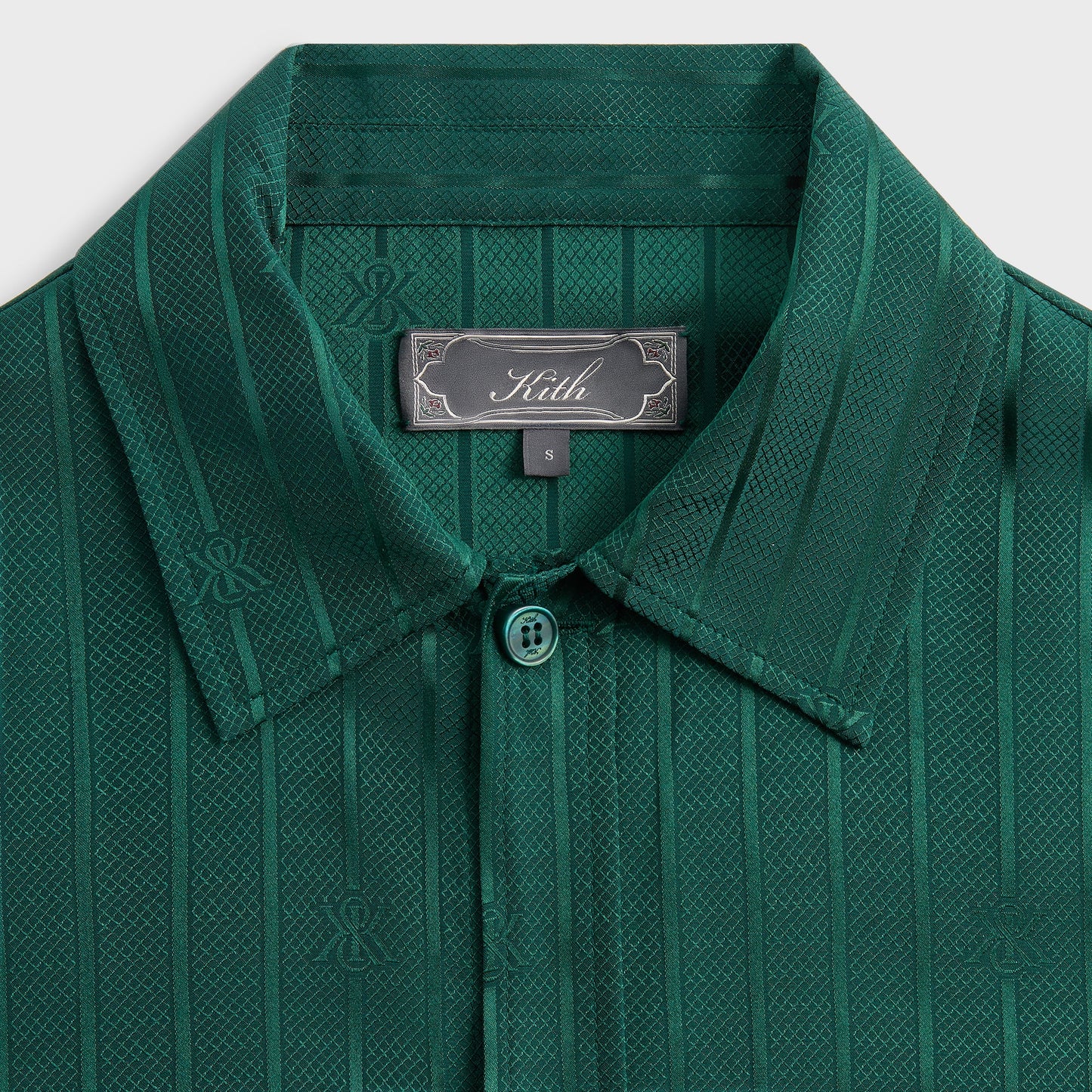 Men Kith Kith Crest Logo Boxy Collared Overshirt - Fairway