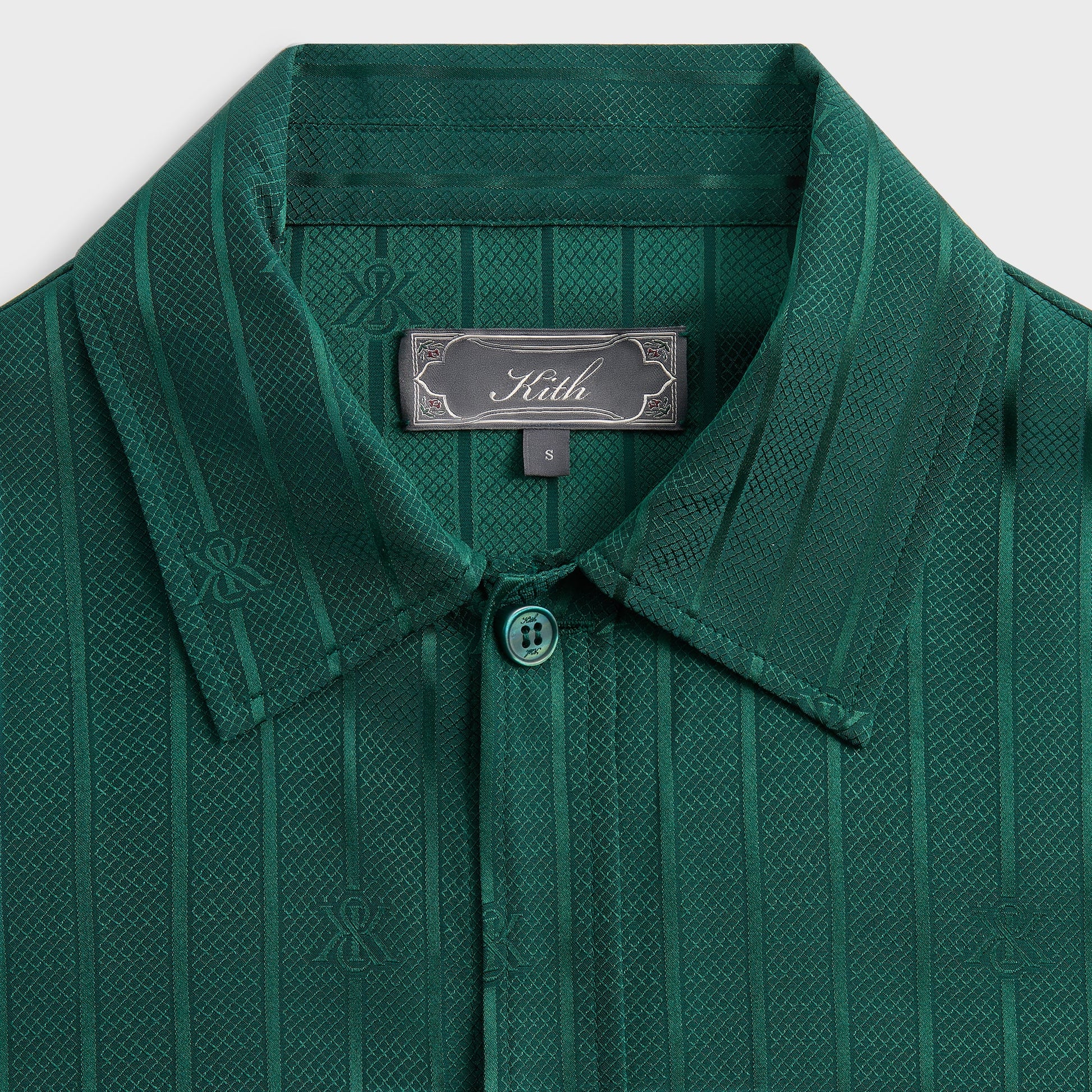 Men Kith Kith Crest Logo Boxy Collared Overshirt - Fairway