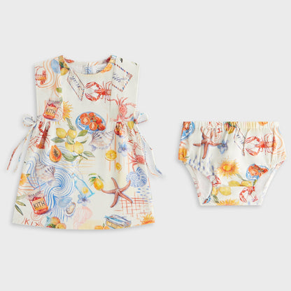 Kids Kith Kith Baby Summer Picnic Dress Bloomer Set - Sandrift