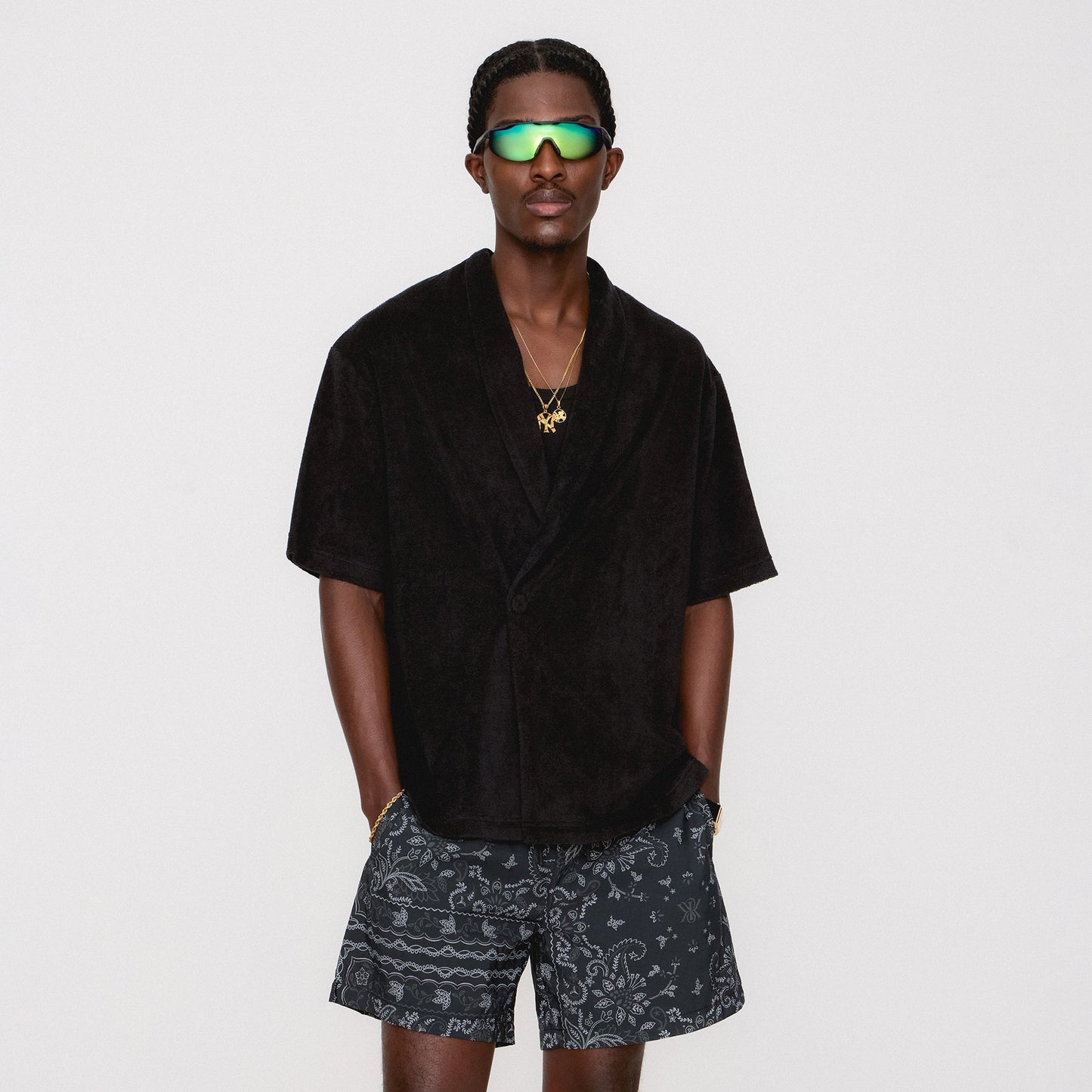 Men Kith Kith Terry Thompson Crossover Shirt - Black