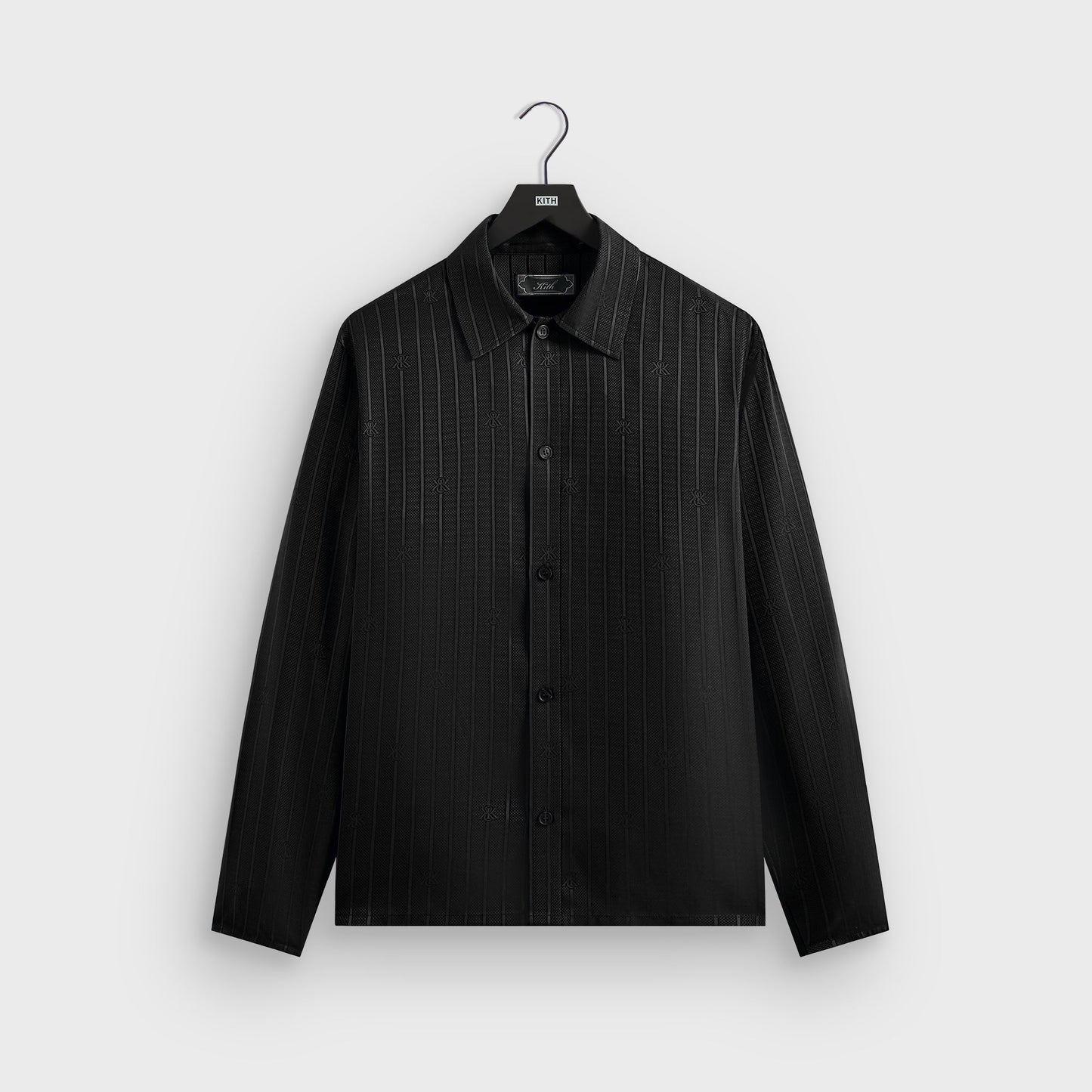 Men Kith Kith Crest Logo Boxy Collared Overshirt - Black