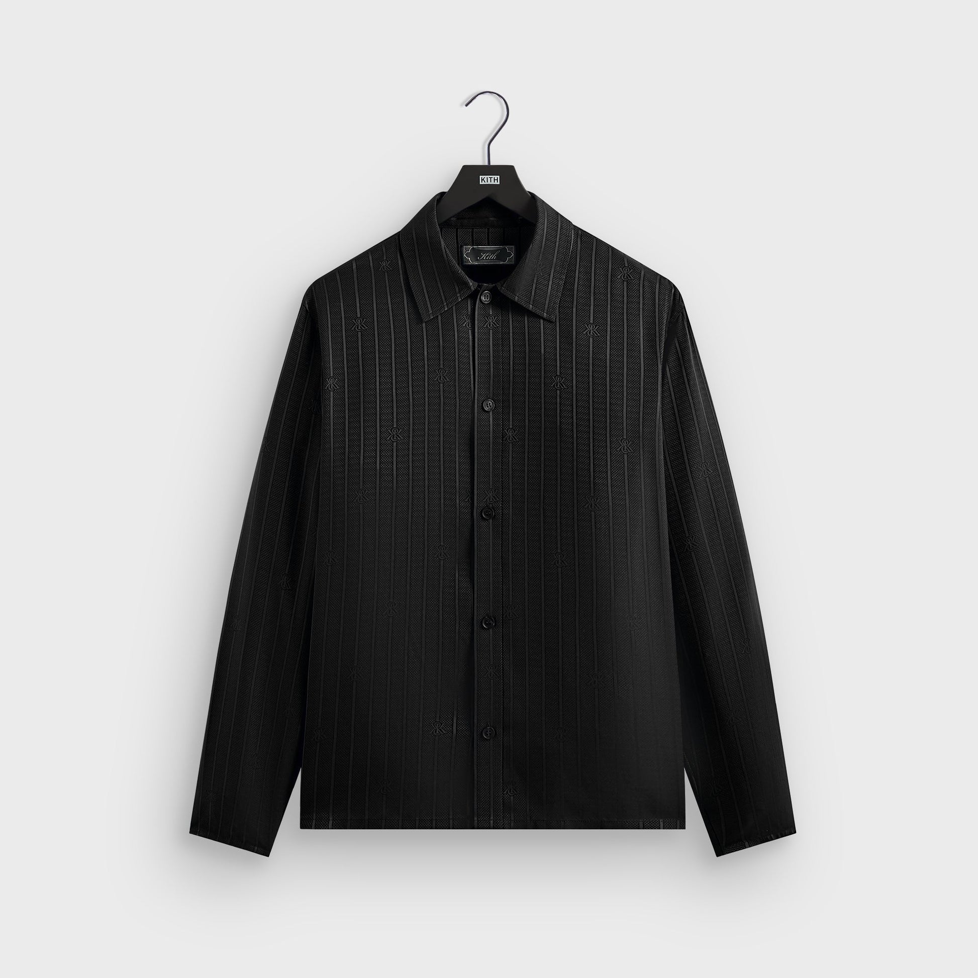Men Kith Kith Crest Logo Boxy Collared Overshirt - Black