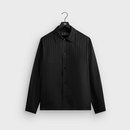 Men Kith Kith Crest Logo Boxy Collared Overshirt - Black