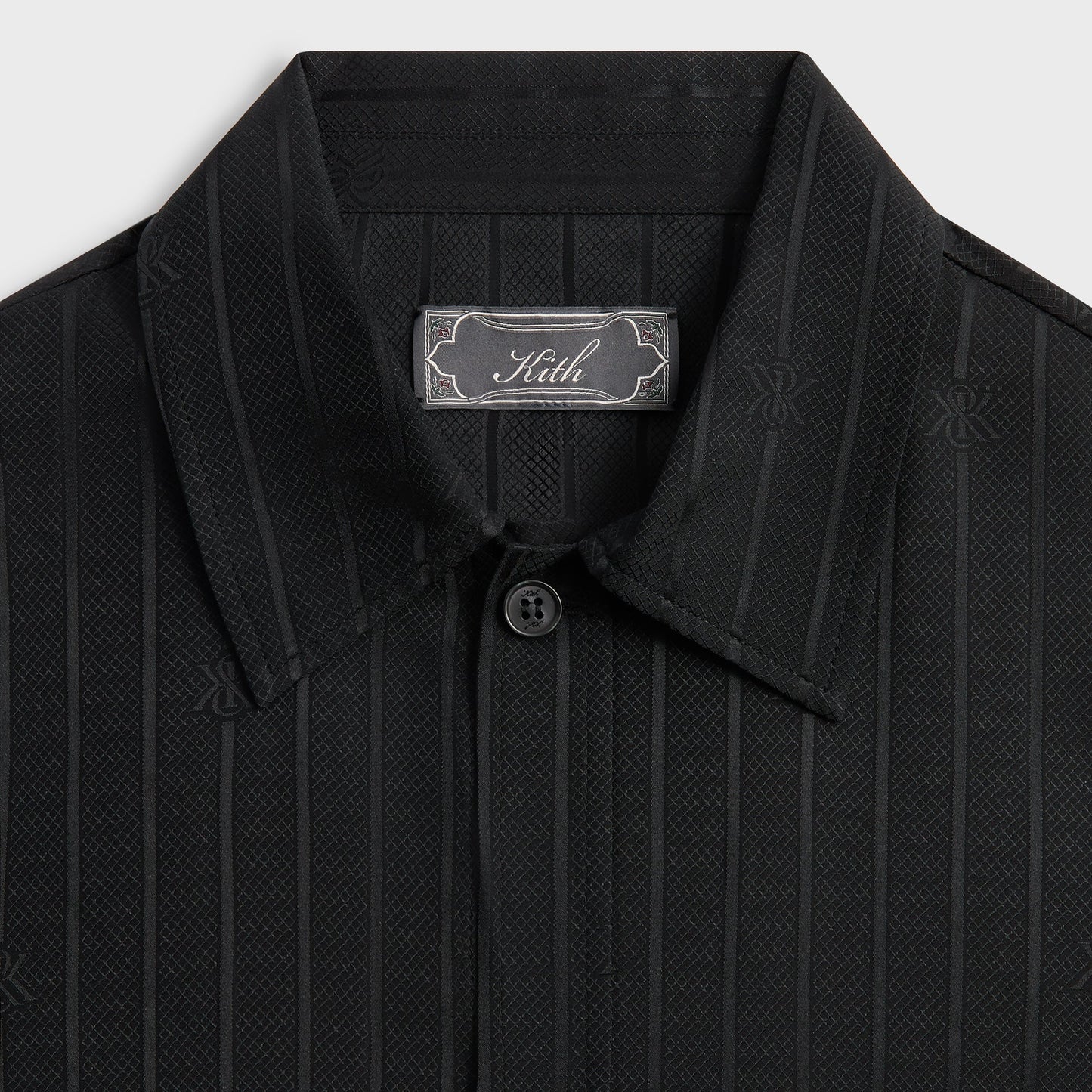 Men Kith Kith Crest Logo Boxy Collared Overshirt - Black