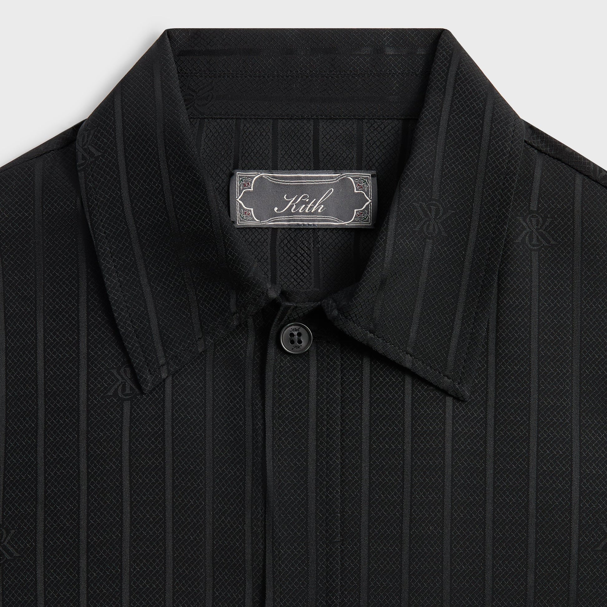 Men Kith Kith Crest Logo Boxy Collared Overshirt - Black
