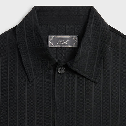 Men Kith Kith Crest Logo Boxy Collared Overshirt - Black