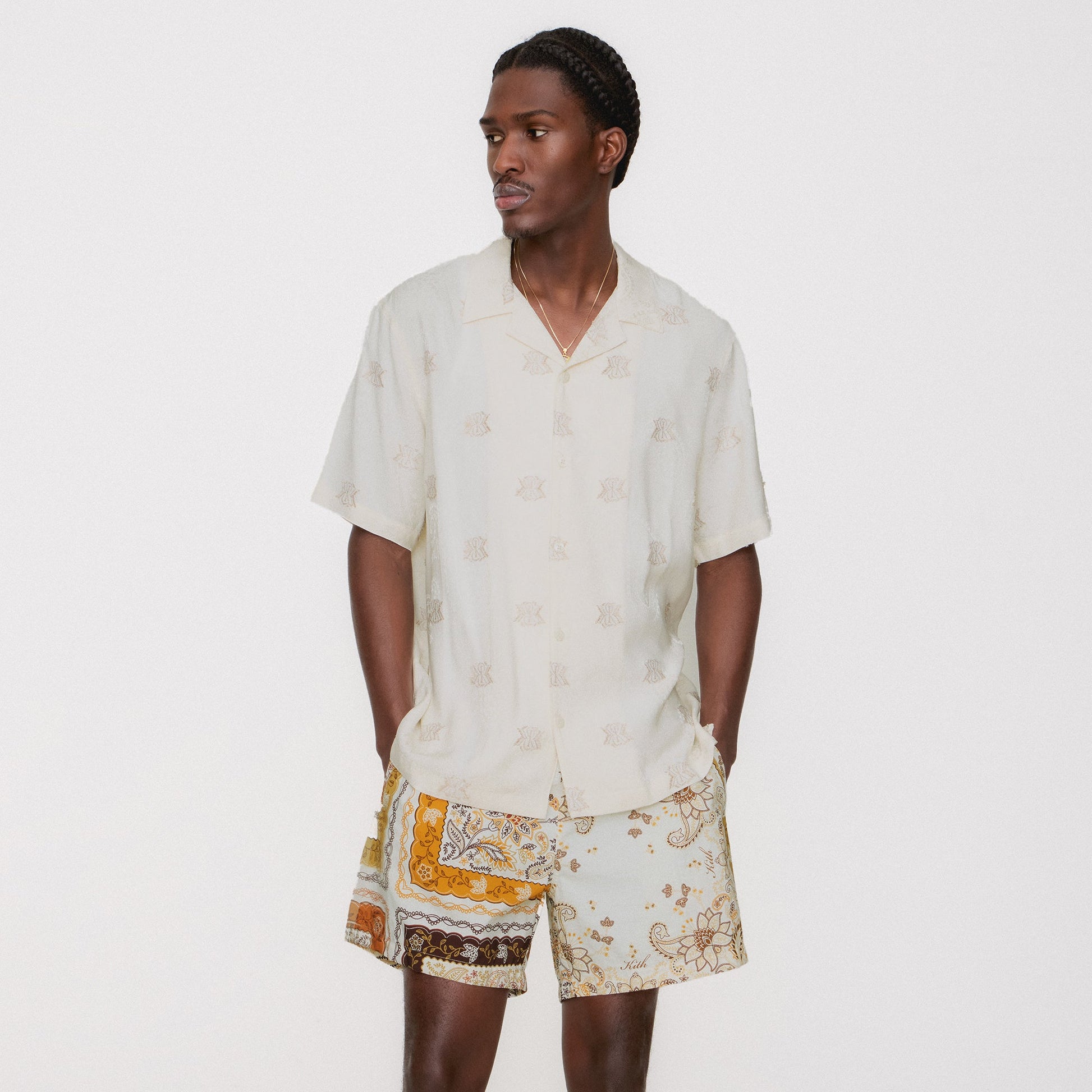 Men Kith Kith Panelled Bandana Ashton Swim Short - Sandrift