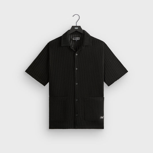 Men Kith Kith Cotton Mesh Thompson Camp Collar Shirt - Black