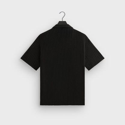 Men Kith Kith Cotton Mesh Thompson Camp Collar Shirt - Black