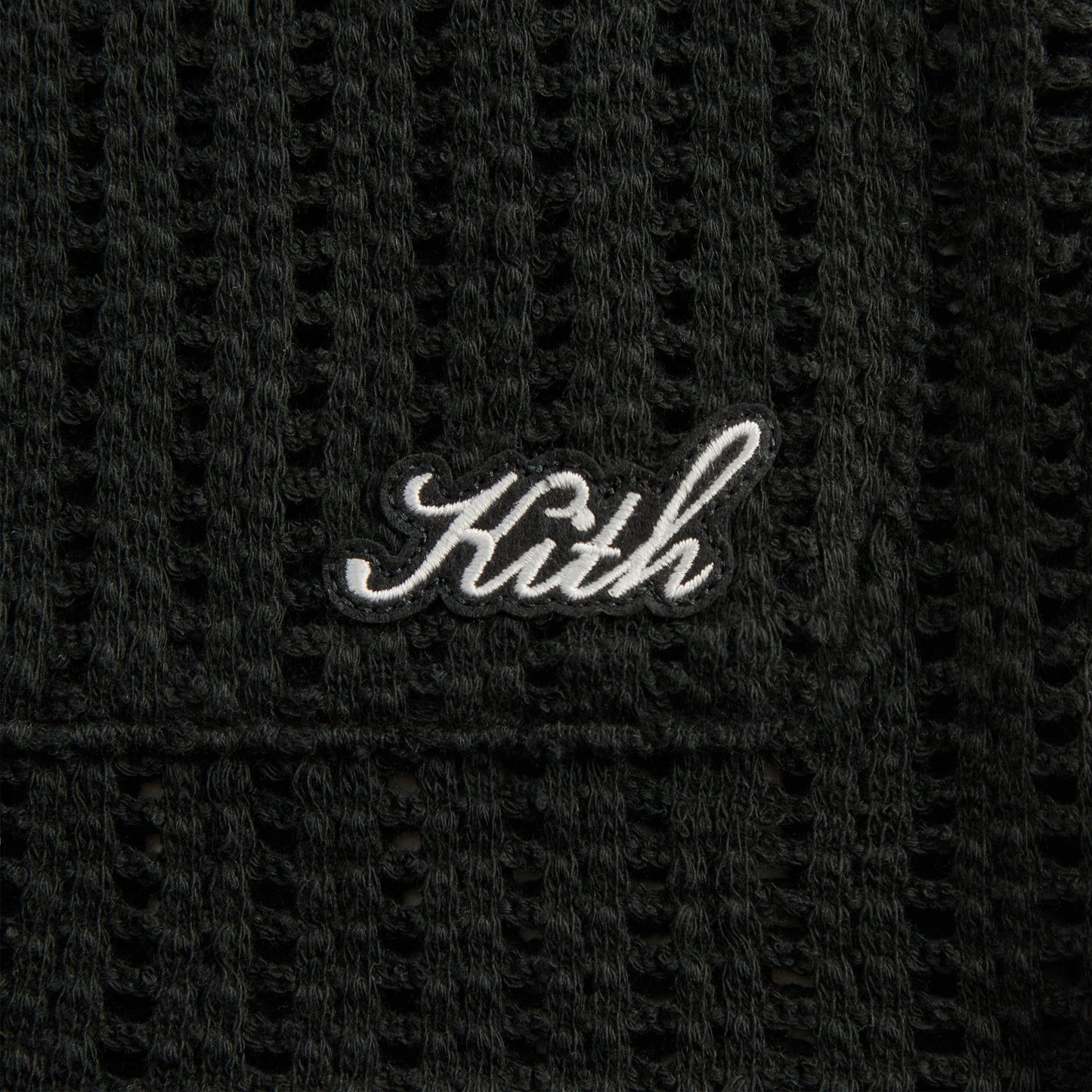 Men Kith Kith Cotton Mesh Thompson Camp Collar Shirt - Black