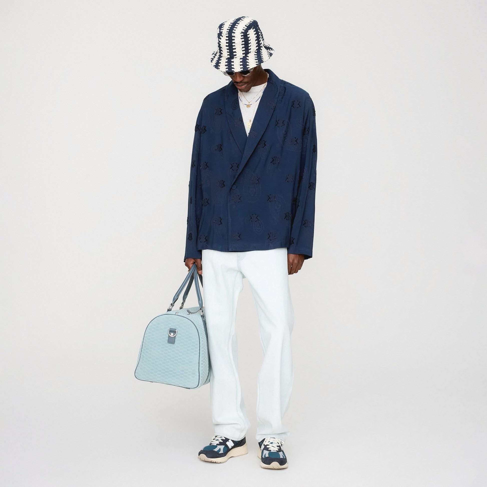 Men Kith Kith Monogram Suede Duffle Bag - Mist