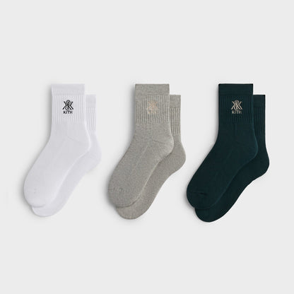 Men Kith Kith 3-Pack Crest Mid Crew Socks - Multi
