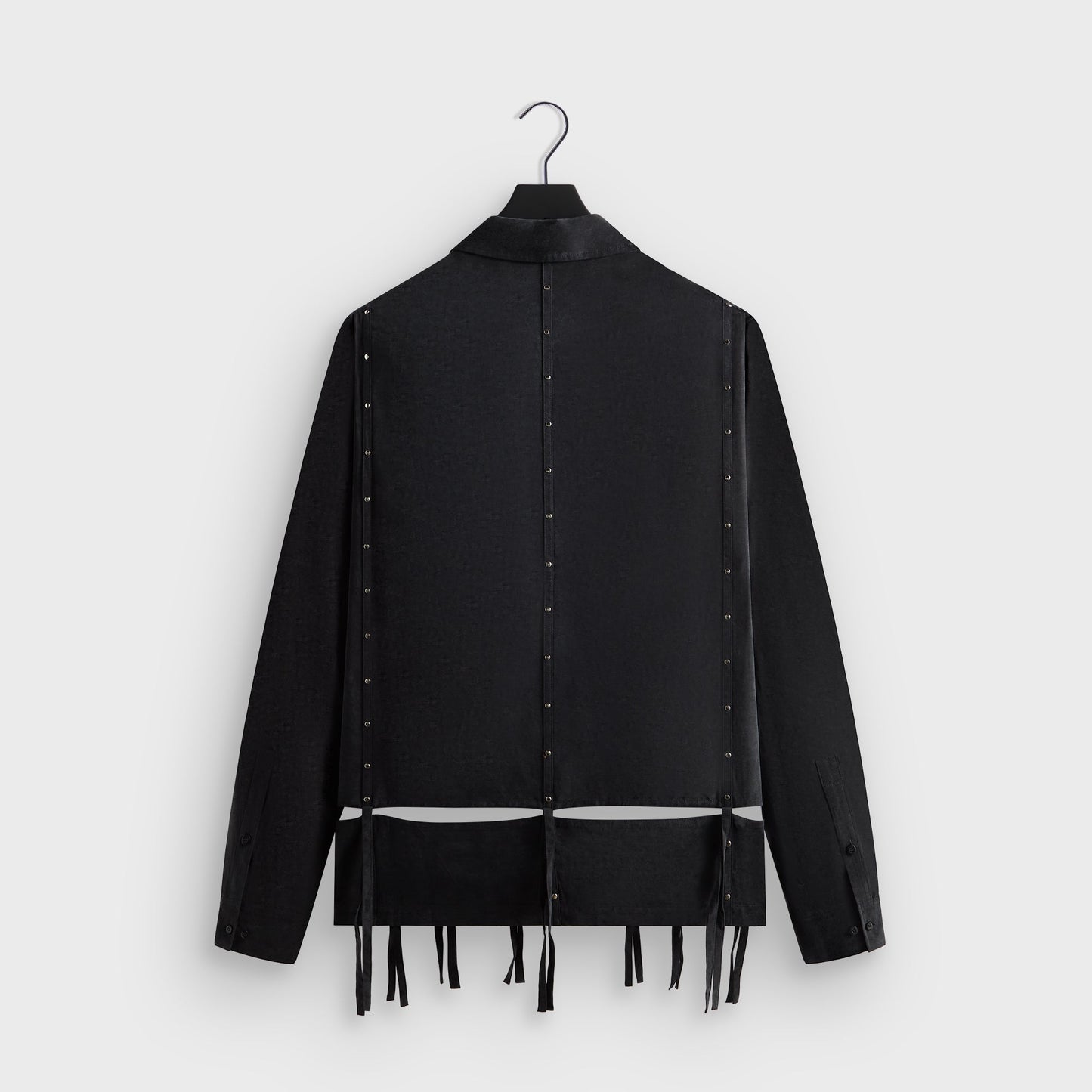 Men Kith &Kin Ribbon Long Sleeve Boxy Collared Overshirt - Black