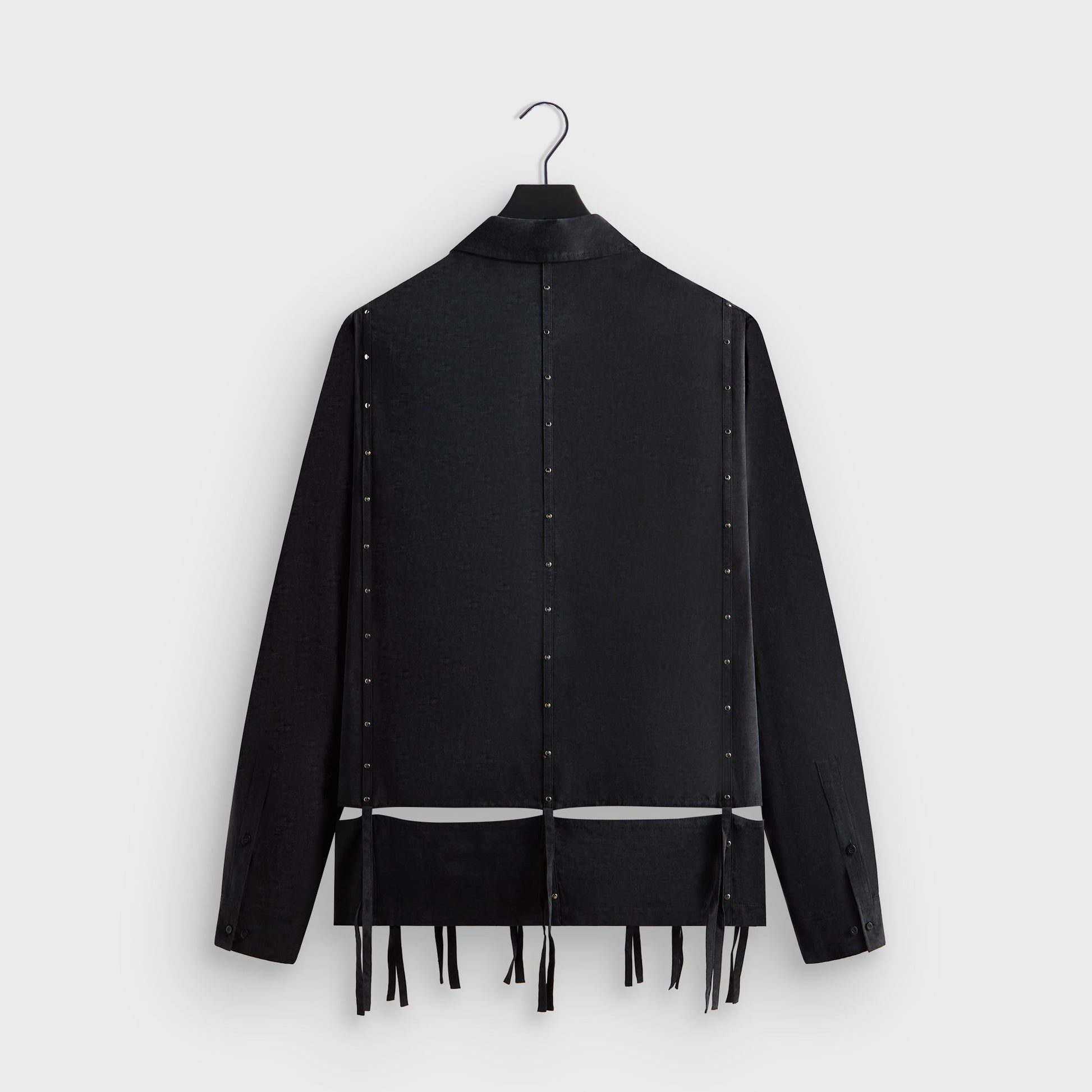 Men Kith &Kin Ribbon Long Sleeve Boxy Collared Overshirt - Black