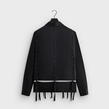 Men Kith &Kin Ribbon Long Sleeve Boxy Collared Overshirt - Black