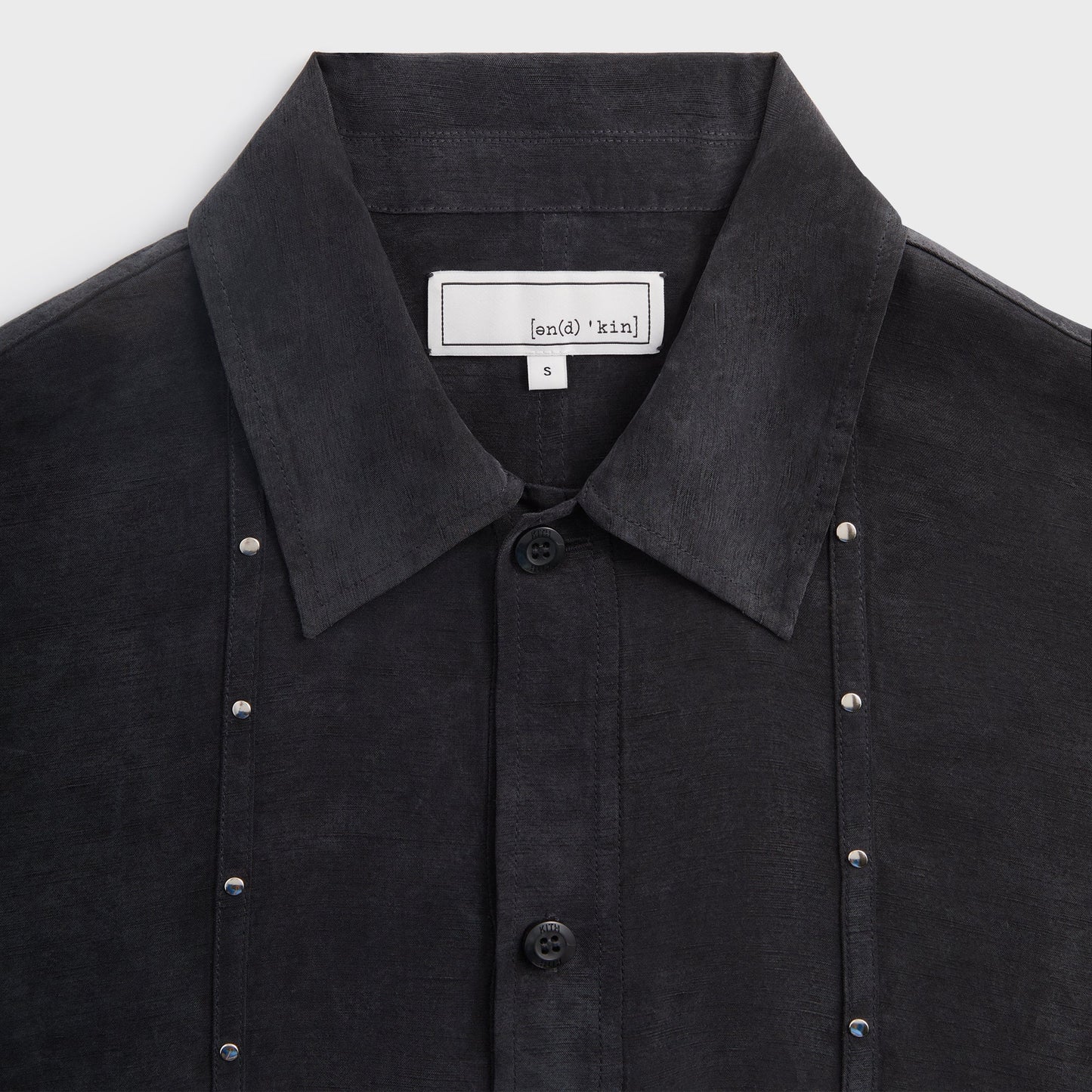 Men Kith &Kin Ribbon Long Sleeve Boxy Collared Overshirt - Black