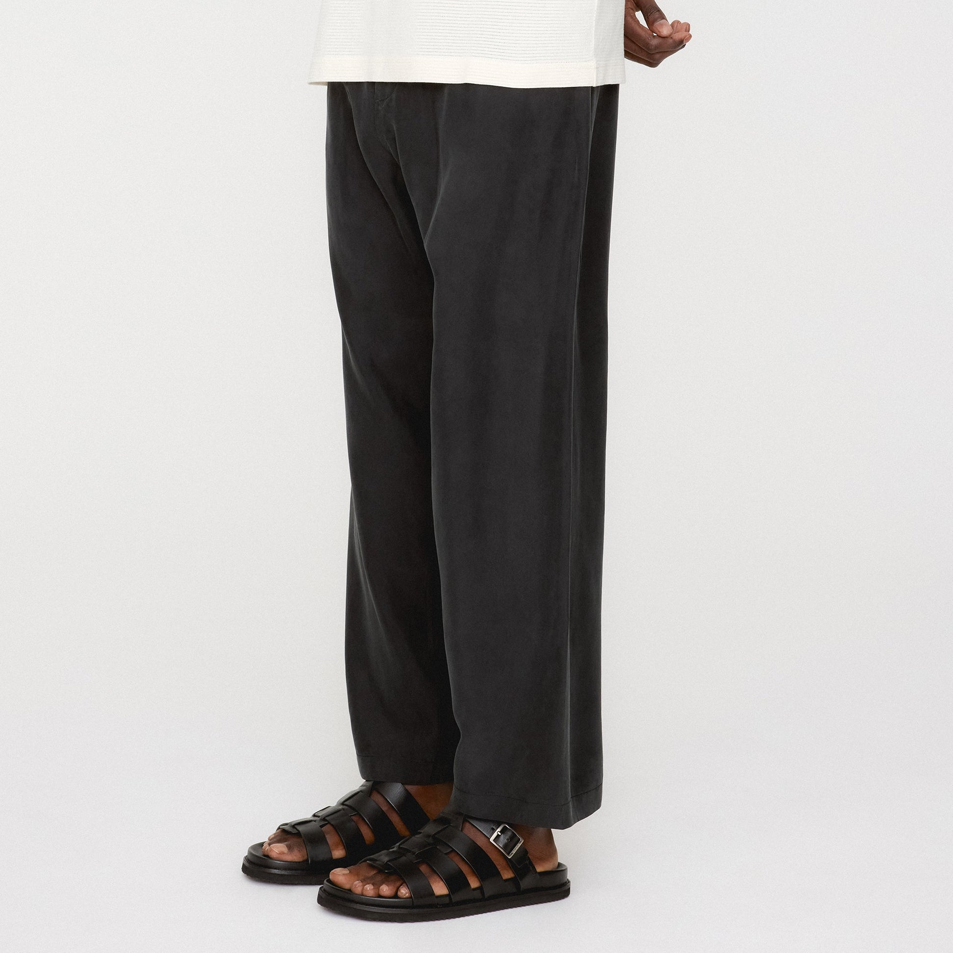 Men Kith &Kin Silk Habotai Grayson Pant - Black