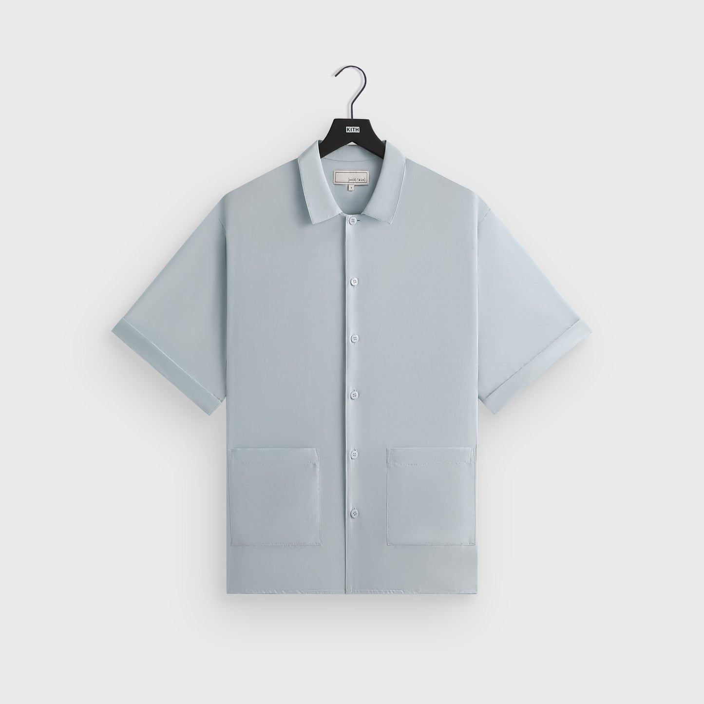 Men Kith &Kin Silk Habotai Short Sleeve Reade Shirt - Light Indigo