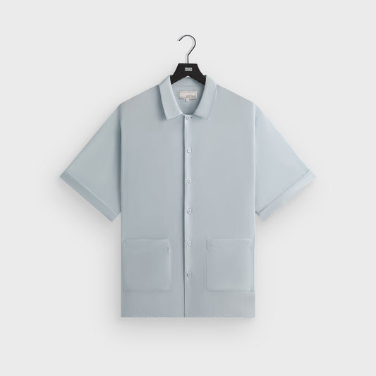 Men Kith &Kin Silk Habotai Short Sleeve Reade Shirt - Light Indigo