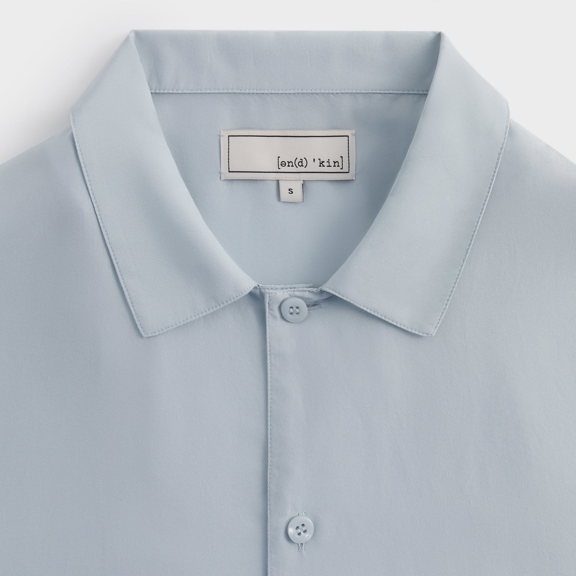 Men Kith &Kin Silk Habotai Short Sleeve Reade Shirt - Light Indigo