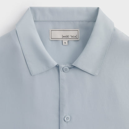 Men Kith &Kin Silk Habotai Short Sleeve Reade Shirt - Light Indigo