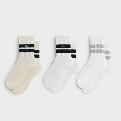 Men Kith Kith 3-Pack Striped Mid Crew Socks - White